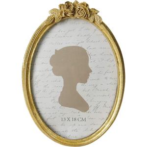 Sunlit Vintage Picture Frame 5x7 Inch, Oval Antique Photo Frames with Glass Front, Luxury Photo Display, Tabletop Wall Hanging, Gift Ideas, Golden Rose