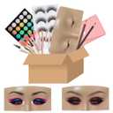 Makeup Practice Face Board, Resusable 3D Makeup Mannequin Face, Eyes Makeup Practice Face with Makeup Kit for Makeup Student and Beginner to Practice Eyeshadow Eyeliner Eyebrow Makeup & Lash Extension