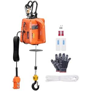 VEVOR 3-in-1 Electric Hoist Winch, 1100 lbs Capacity, 1500W Portable Power Winch, 30 ft Lifting Height, 16 ft/min with Wire and Wireless Remote Control, for Garage, Warehouse, Factory Lifting Towing