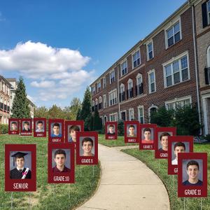 14 Pcs Graduation Yard Sign K-12 Photo Display Yard Sign with Stakes 12" x 18" Class of 2026 School Years Pictures Frames Lawn Decoration for Graduation Party Decor(Solid Color,Red), 18 x 12 inches , 15 inches