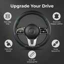Steering Wheel Cover, Premium Nappa Leather Non-Slip Breathable Grip, Universal Fit for Car SUV Truck, 14.5-15 Inch (37-38.5 cm) (Black and Blue)