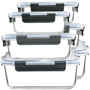 M MCIRCO 67.4oz(8.3 cup), 33.8oz(4.2 cup)& 18.6oz(2.1 cup) Extra Large Glass Food Storage Containers Set with Lids, 6 Pack Airtight Glass Storage Container for Microwave,Oven,Freezer Dishwasher