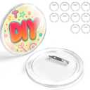 10 Pack 3.22 Inch Clear Button Pins  DIY Photo Button Snap Together No Machine - Reusable Acrylic Blank Badge Pins for Birthday Party School Projects & Parties