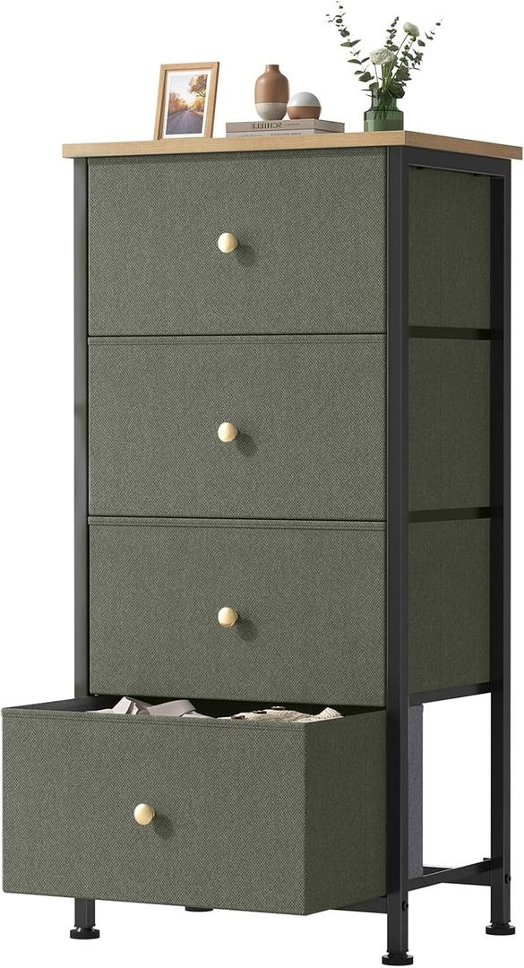 Sweetcrispy Dresser for Bedroom, 4 Drawer Storage Cabinet, Tall Nightstand, 17.7"D x 11.8"W x 37"H