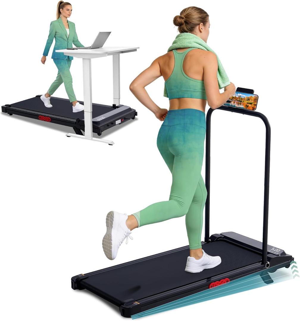 Portable Walking Pad Treadmill with Incline, 0.6-7.6MPH Mini Walking Treadmills for Home Small,3.0HP Electric Under Desk Treadmill for Exercising, Small Treadmills with Handle Bar, 350 LB Capacity