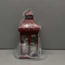 Christmas Decorations for Home, Decorative Christmas Lantern Indoor Outdoor Decor, Metal Hanging Candle Holder with Xmas Teardrop Wreath and LED Candle for Table Centerpieces, Patio (Red), 14,2"