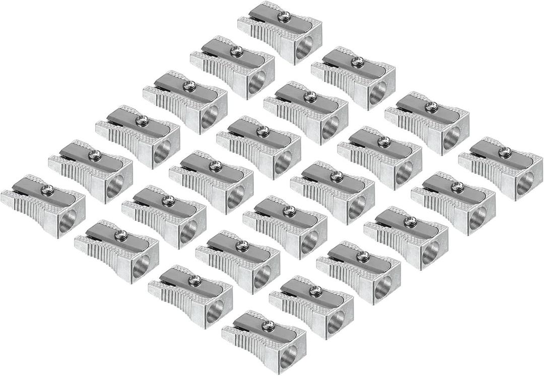 PATIKIL Metal Pencil Sharpeners, 24 Pack Aluminum Alloy Mini Manual Pencil Sharpener with Single Hole for Office Classroom Art Painting, Silver