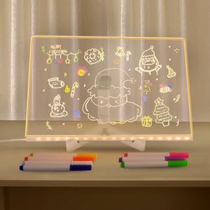 Lumiboard Drawing Board, Luminous Acrylic Message Board, Erasable Drawing Board, 7 Colors Note Board with Adjustable Stand, for Home, Bedroom, Office, Gift (11.8in*7.9 In)