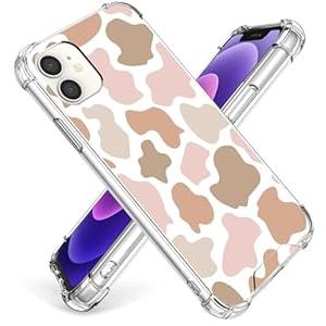 Cioroper Designed for iPhone 12(2020)/ iPhone 12 Pro(2020) 6.1inch Case, Cute Crystal Clear Protective Cover, Pink and Brown Cow Print Design [Not-Yellowing] Shockproof Slim Fit Designs for Women, Girls