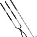 RAOMEIDE Fire Tongs for Fire Pit Outside Heavy Duty Firewood Log Grabber Claw Stainless Steel 41 Inches Fireplace Tongs and 49 Inches Fire Poker Sets Indoor