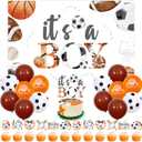 Sports Baby Shower Decorations for Boy, Sports It's a Boy Backdrop, Cake Topper, Cupcake Toppers, Balloons, Welcome Baby Football Basketball Soccer Baseball Baby Shower Decorations