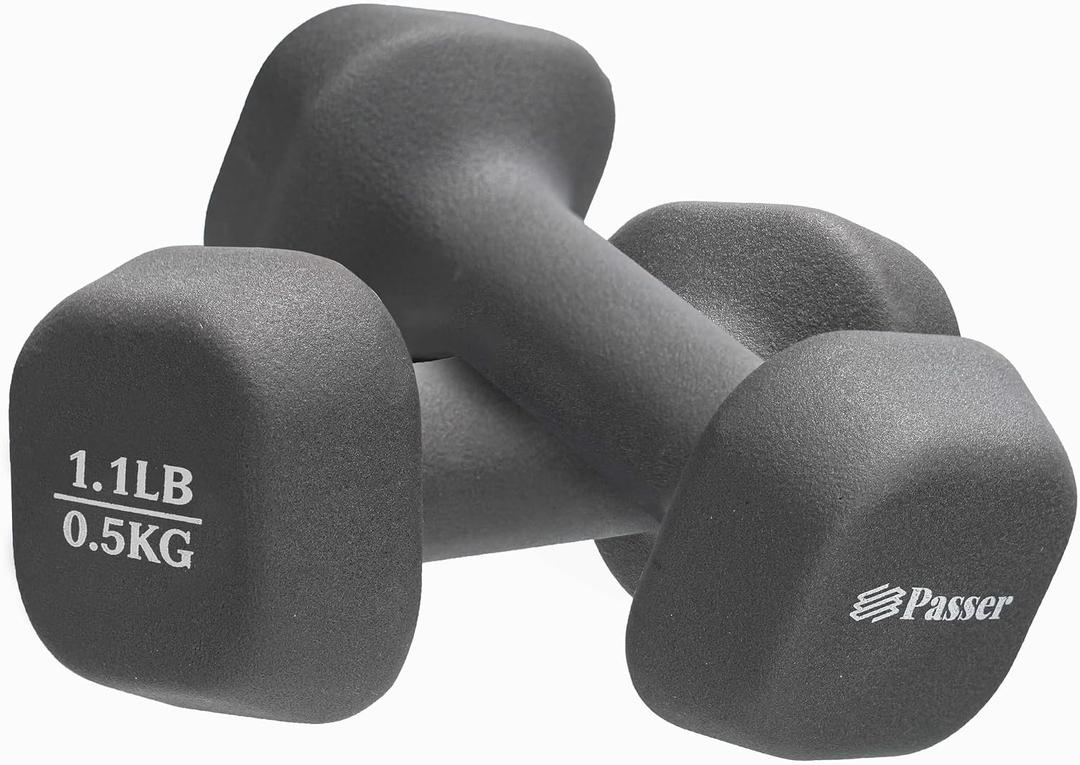 Passer Neoprene Dumbbell Pairs Hand Weights Set of 2 (Each 1.1/2.2/4.4/6.6/11 Lbs), Anti-Roll Square,Small Dumbbells for Women Men Arm Weights - Yoga, Pilates, Gym, Home - Strength Training, Workout