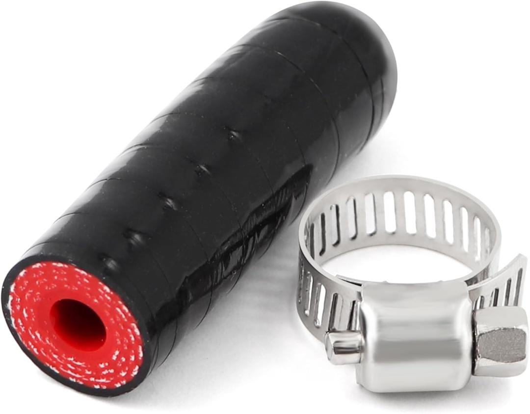 High Temperature 4-Ply Reinforced Silicone Hose Cap ID 1/4 Inch(6.5mm) Hose End Plug For Turbo Bypass Valve/Vacuum/Fix Leak/Throttle Body Water Port/Heater Core/Coolant Heater Bypass Vacuum Water Port (Black&Red * 1PC)