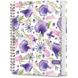2 x2026 Planner, Weekly and Monthly Calendar Academic Planners, Jan 2026 - Dec 2026, Planning Agenda Notebook for Office School Supplies, Purple Petals