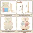 Wooden Baby Bear Themed Gender Reveal Voting Board Sign with Stand, 50 Pcs Girl or Boy Voting Stickers Baby Shower Decorations, He or She Gender Reveal Game Board Cast Your Vote