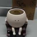Smily Face Planter Pot Cute Resin Flower Head Planters for Indoor Outdoor Unique Sit Rocking Chair Succulent Pots Gift IdeaI for Mother and Appreciation Christmas with Drainage Hole (Small)