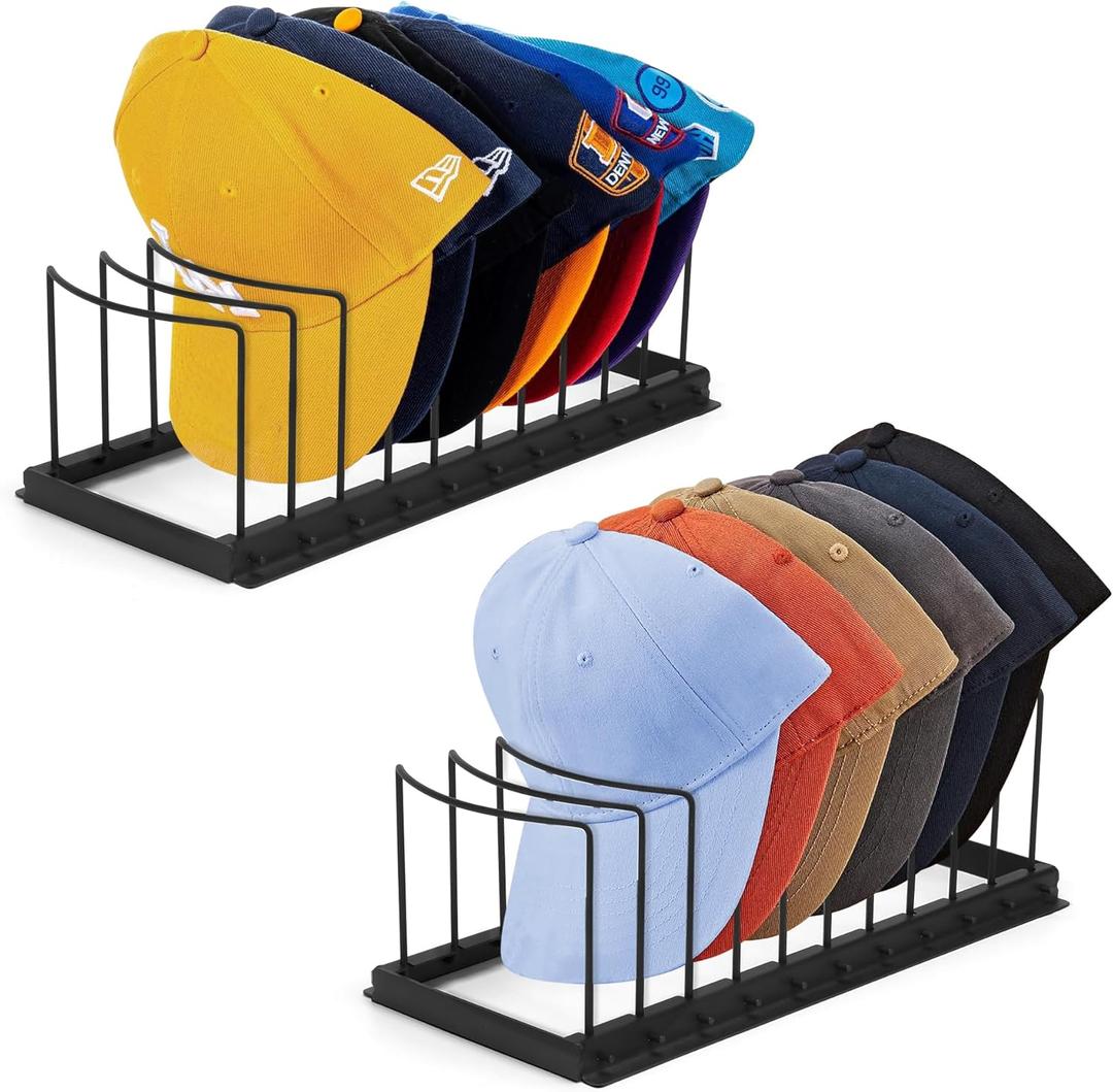 Hat Organizer for 20 Baseball Caps, Metal Tabletop Ball Cap Rack for Closet, 2 Pack Baseball Cap storage Stand for Men Dresser, Gift