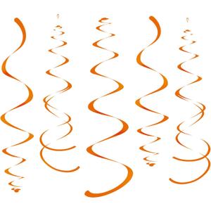 WEVEN Orange Party Hanging Swirl Decorations Plastic Streamer for Ceiling, Pack of 28