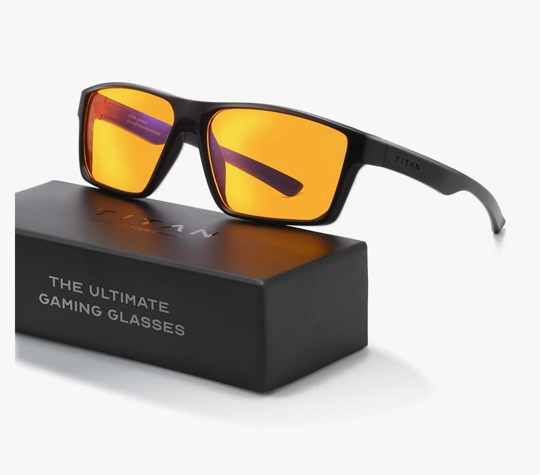 Titan Gaming Glasses, Anti Blue Light Glasses Men, UV400 Protection Blue Light Blocking Glasses for Computer Eye Strain