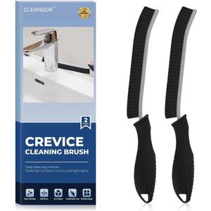 Crevice Cleaning Brushes, Cleaner Scrub Brush Tool for Hard to Reach Tight Space, Home Essentials, Cleaning Supplies for Shower, Bathroom, Kitchen, Toilet, Window (Black)