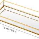 Feyarl Gold Clear Glass Vanity Tray Jewelry Trinket Rings Earrings Organizer Perfume Collection Display Decorative Tray Anti-Mirror Surface for Dressr Room Drawer Office Tabletop (9.84 x 3.93inch)