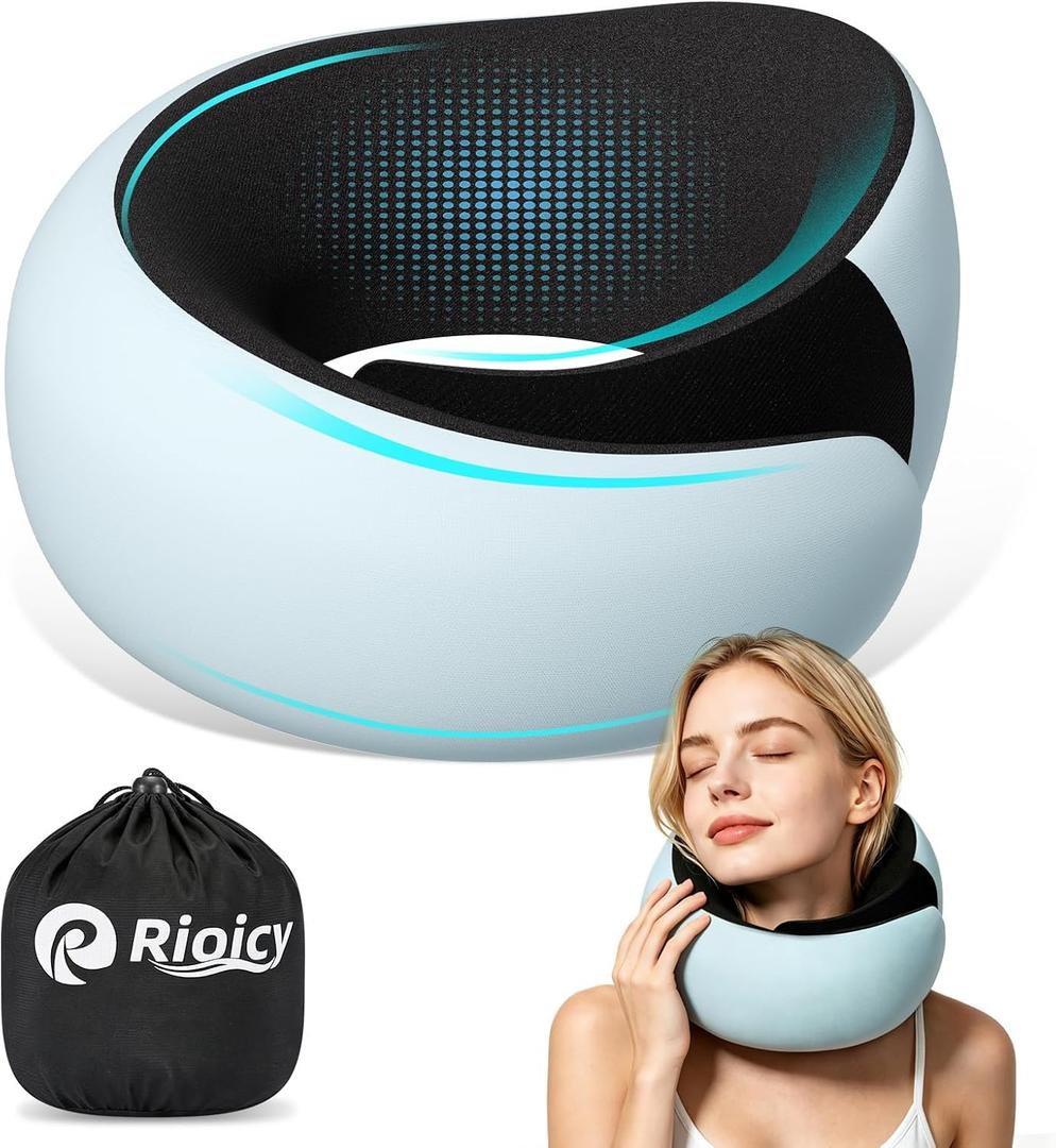 Travel Pillows for Airplanes, Neck Pillow for Traveling, Ergo Memory Foam Travel Pillow, Relief Neck Pain with Breathable Support for Long Flights, Airplanes, Car, Train & Office Use