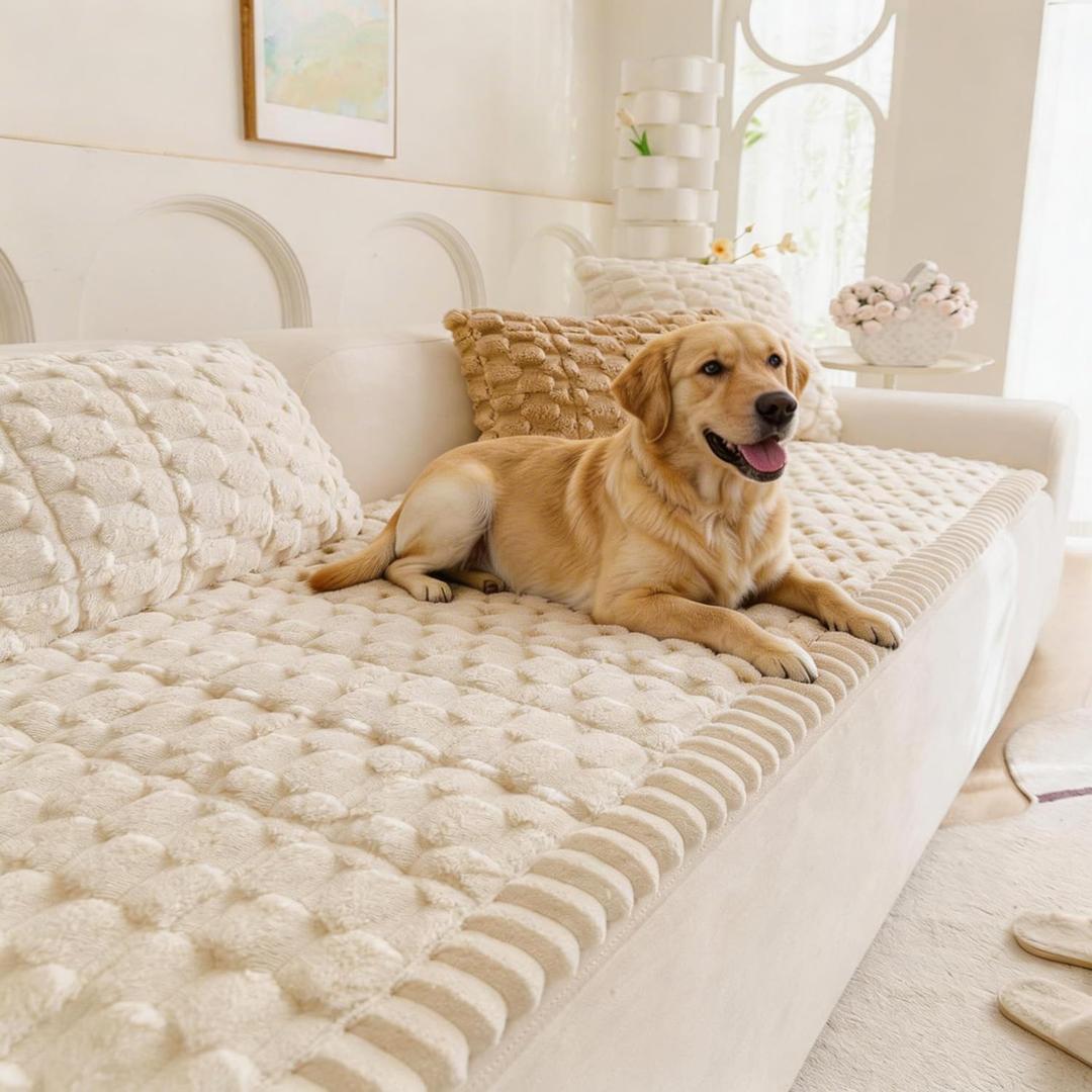 Pet Couch Cover for Dogs Washable Pet-Friendly Dog Sofa Protector for Furniture Boho Pets Mat for Couches and Sofas (27.6x82.7, Beige)