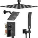 Shower Faucet Set Shower System - SR SUN RISE Matte Black Shower Trim Kit with Dual Shower Head, 12'' Ceiling Rainfall 6'' Wall Mount with Handheld Shower for Couples, Complete 6 Diverter Valve