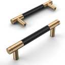Amerdeco 10 Pack Champagne Bronze and Black Knurled Cabinet Pulls 3.75 Inch Hole Centre to Hole Centre Kitchen Cabinet Handles for Drawer Dresser, Cupboard and Wardrobe ZH0040