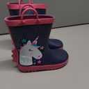 K KomForme Kids Rain Boots Waterproof Printed Rubber boots with Handles (12 Little Kid, Glitter Unicorn Star)