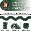 50FT Christmas Green Garland Artificial Greenery Garland for Christmas Tree Decorations, Indoor Xmas Decor for Home Fireplace Mantle Stairs Holiday Party