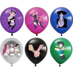 Anime Style Party Balloons 24 Pack 12 Inch Cartoon Character Latex Balloons, 6 Assorted Colors, Cool Girl Theme Birthday Decorations for Teens & Kids