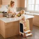 ROBOTIME Toddler Standing Tower, Learning Tower with Step Stool Set, 2-in-1 for Kids, Adjustable Height Toddler Tower for Kitchen & Bathroom, Learning Tower with Blackboard for 2 Year Old