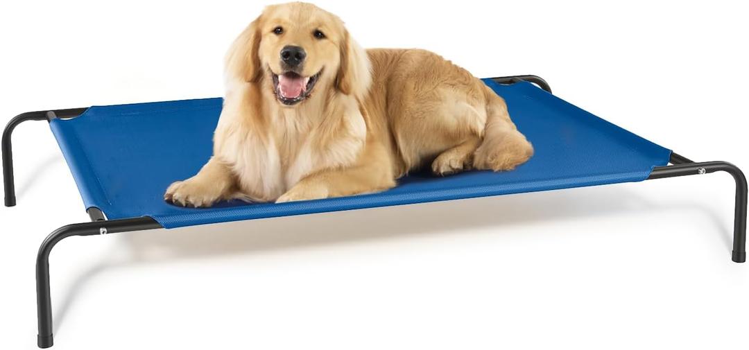 Elevated Dog Bed for Large Dogs,Raised Dog Cots,Indoor & Outdoor Cooling Waterproof Pet Hammock with Washable Breathable Mesh,Grey 50in (XL- 50.8"x 31"x 8")