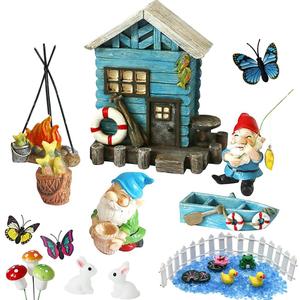 BangBangDa Miniature Fairy Garden Gnomes Decoration Small Figurines Statue Accessories Gnome House for Outdoor Indoor Home Yard Patio Decor Ornaments Kit Fence Mushroom