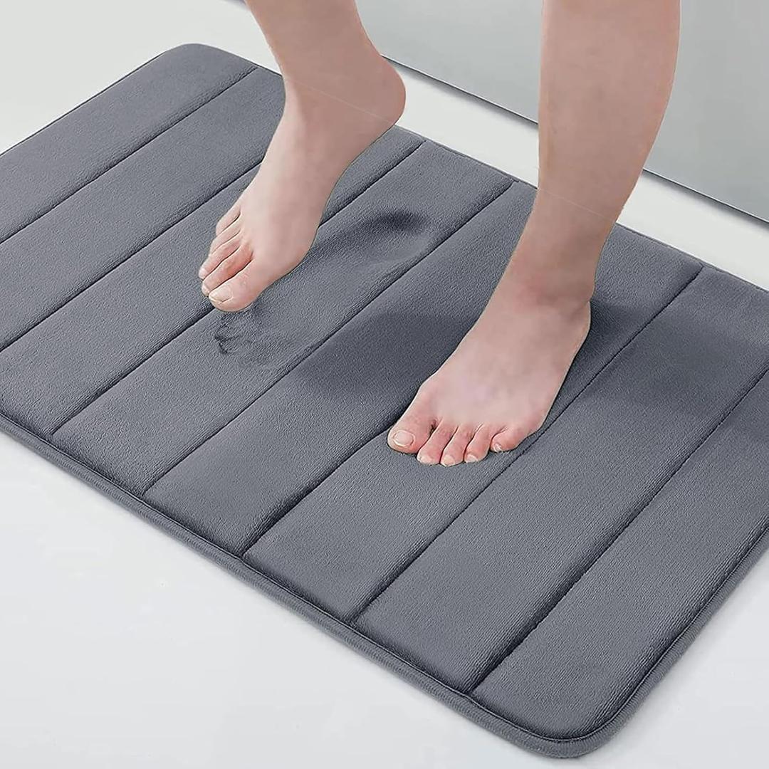 Buganda Memory Foam Bath Mat, 30" x 20", Ultra Soft and Non-Slip Bathroom Rugs, Water Absorbent and Machine Washable Bath Rug for Bathroom, Shower, and Tub, Dark Grey