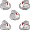 5-Pack Upgraded DG64-00473A Burner Control Dial Knob Range Oven Replacement Compatible with Samsung Gas Range/Oven/Stove,Sturdy Stainless Steel Reinforcement Ring.