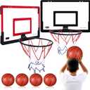 Sosation 2 Pcs Mini Basketball Hoop with 4 Basketball, Sticky Hook, Pump, Indoor No Drilling Basket Ball Hoop Decompress Game for Kid Adult Gift