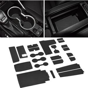 SENSHINE for Toyota Highlander Accessories 2026 2025 2020-2024 Anti Dust Cup Holder Insert Center Console Shifter Trim Door Packet Mats Premium Custom Interior 22PC Set (Bench Seat,Black Trim)