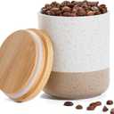 Yangbaga Canister Sets for Kitchen Counter, 20 OZ Large Ceramic Food Storage Jars with Airtight Wood Lids, Large Kitchen Canisters for Coffee, Sugar, Tea, Flour, Spice