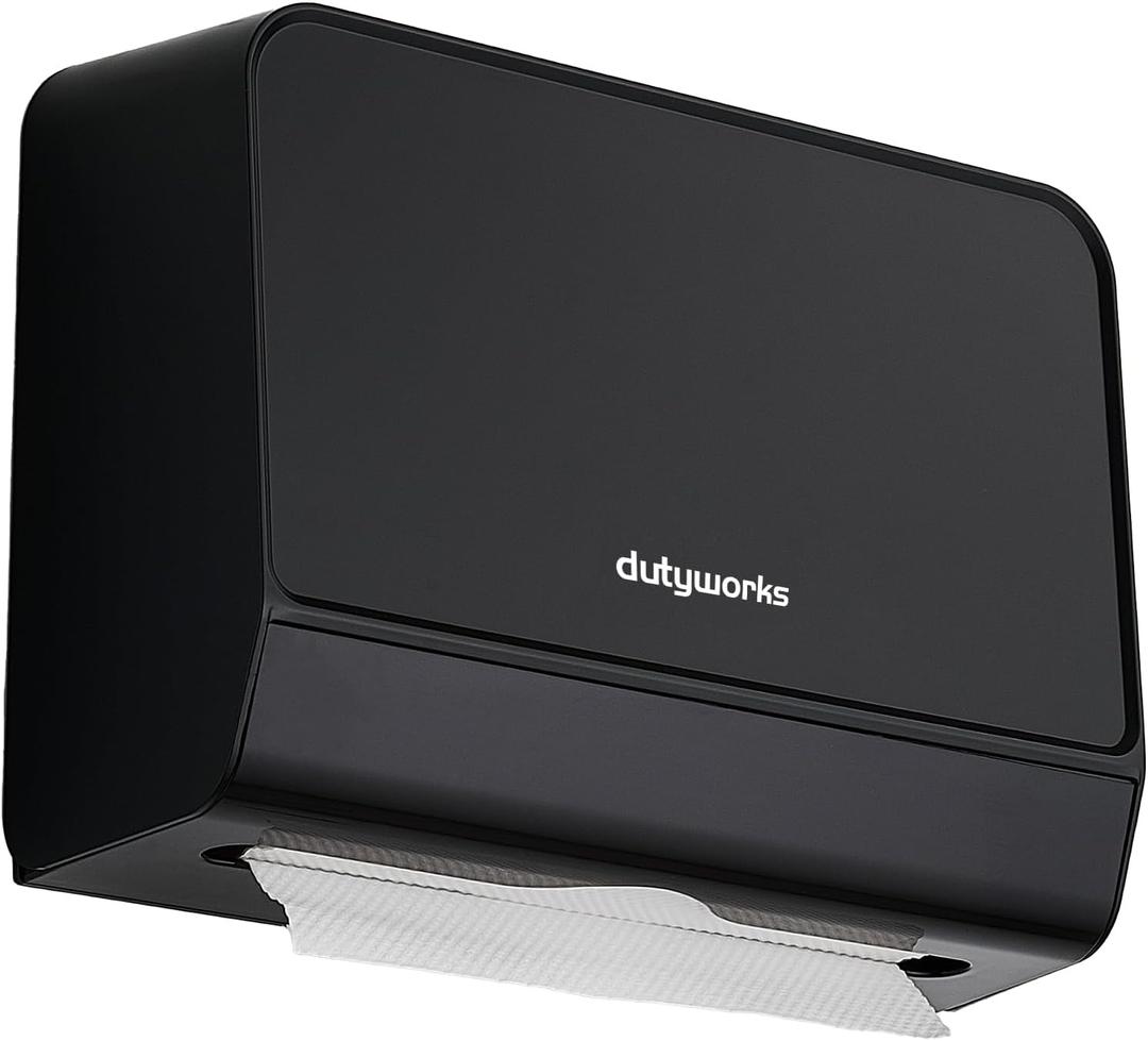 Paper Towel Dispenser Wall Mounted, Multifold Hand Towel Dispenser for Kitchen Bathroom Home Business, Trifold/C Fold/Z Fold Paper Towel Holder with Lock, Universal Paper, Black