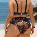 SweatyRocks Women's Plus Size 2 Piece Boho Printed Bikini Set High Waisted Bathing Suit Swimwear 3XL