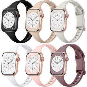 Lerobo Thin Slim Bands Compatible with Apple Watch 40mm 38mm 44mm 45mm 46mm 42mm 41mm 49mm SE iWatch Bands Ultra 3 2 1 Series 11 10 9 8 7 6 5 4 3 2 1 for Women Men, Soft Narrow Sport Strap Wristband (Black/ Nude/ Starlight/ White/ Sand Pink/ Smoke Violet)