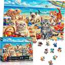 Puzzles for Kids Ages 6-8 8-10, 200 Piece Jigsaw Puzzles for Kids and Adults - Beach Kitten, Learning Educational Puzzles Toys for Boys and Girls