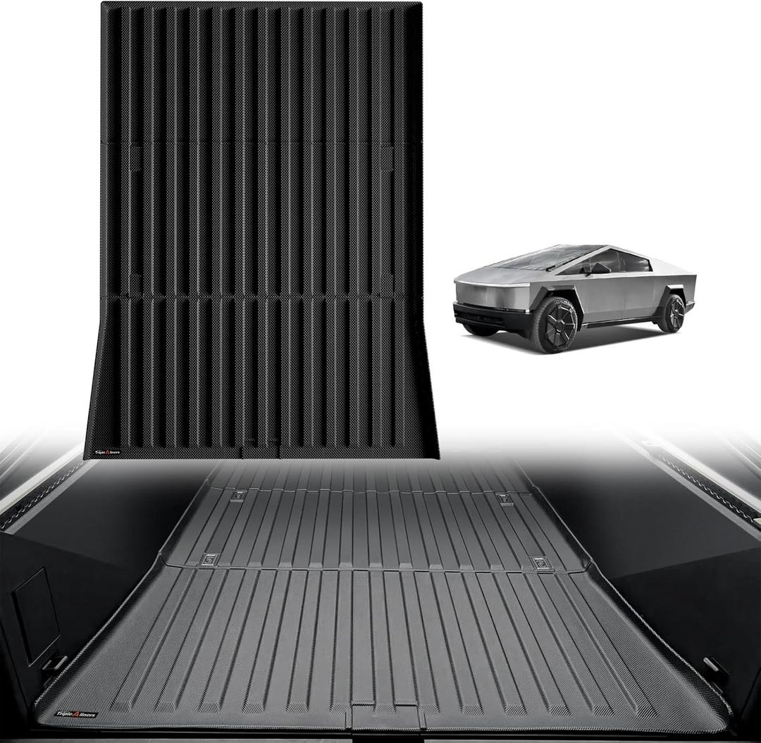 TripleAliners Truck Mat Compatible with 2023-2025 Tesla Cybertruck Accessories, Truck Bed Mat Heavy Duty Custom Fit All Weather Protection TPE Pickup Liner