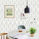Qianglive White and Silver Gray Peel and Stick Wallpaper 17.7"x80"Modern Stripe Contact Paper Rhombus Wall Paper Vinyl Shelf Drawer Liner Roll for Bedroom Living Room