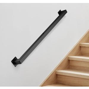 Modern Stair Handrail, Sturdy Safety Handrail for Stairs/Wall-Mounted Black Metal Wall Mount, Minimalist Design-32inch