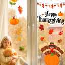 5 x Thanksgiving Window Clings - 9 Sheets 114 Pcs Thanksgiving Decorations for Fall Autumn Harvest Home Party, Pumpkin Leaves Turkey Acorns Stickers for Glass, Double-Sided Static Window Decals