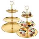 Cupcake Stand 3 Tiered Cupcake Display Stand Stainless Steel Dessert Stand Party Serving Trays Cake Holder for Holiday Birthday Dessert Table Decorations Wedding (Black)