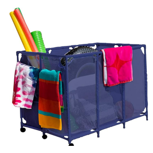 Essentially Yours Pool Noodles Holder, Toys, Floats, Balls and Floats Equipment Mesh Rolling Storage Organizer Bin, Extra-Large, (47.2" W x 30.2" L x 34" H), Blue Style 455119